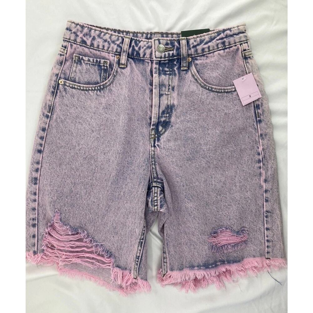 Wild Fable Womens Pink Acid Wash Distressed High-Rise Bermuda Shorts Size 2 NWT